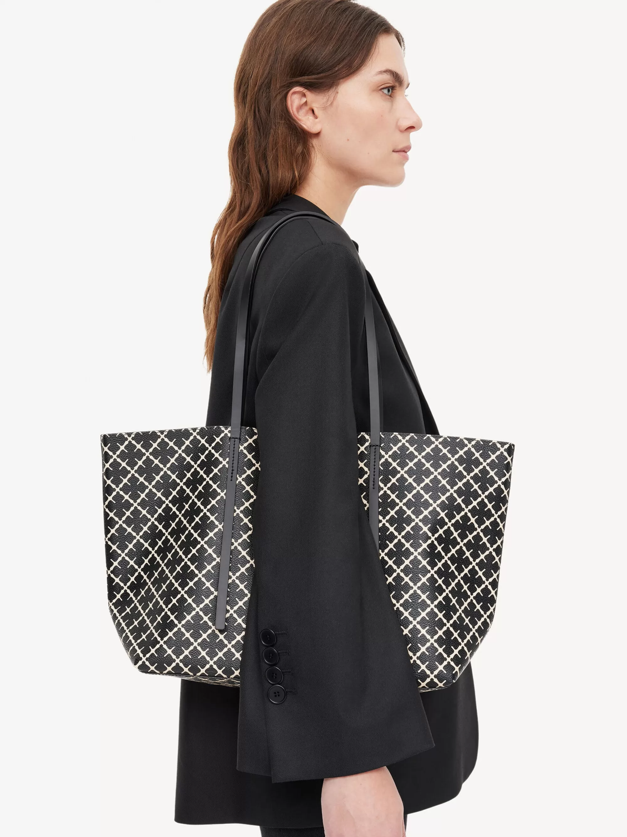 Online By Malene Birger Abigail Tote Bag Med Print Black