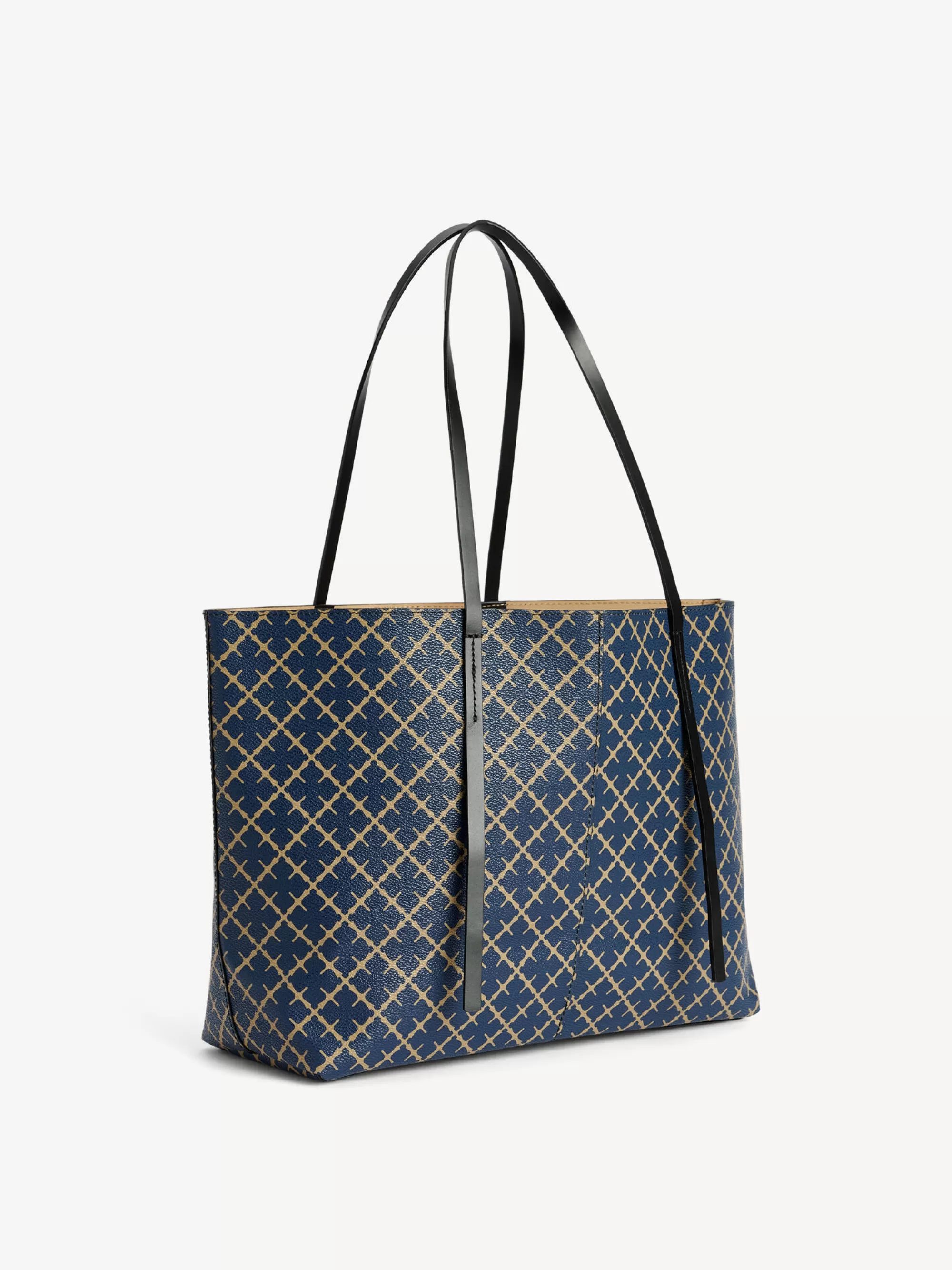 Best By Malene Birger Abigail Tote Bag Med Print Navy Blazer