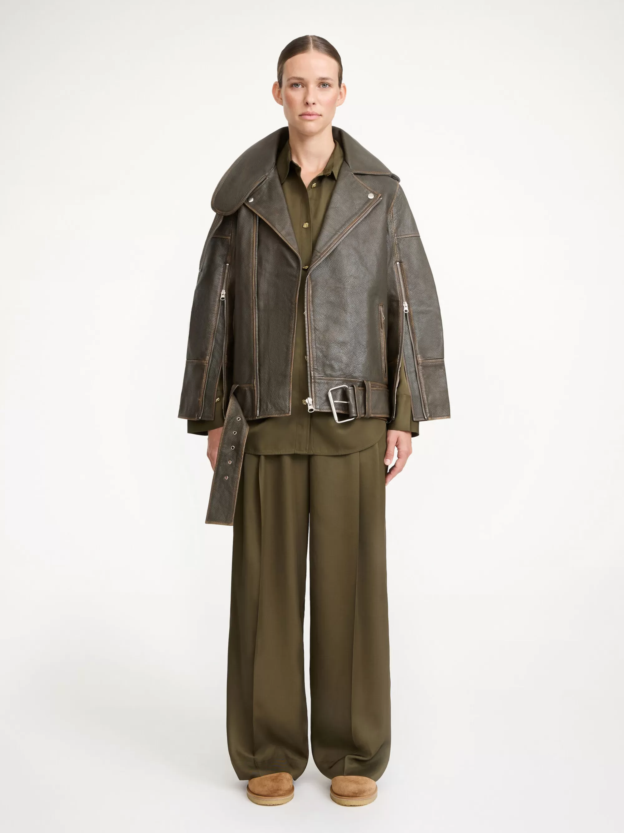 Cheap By Malene Birger Beatrisse Læderjakke Dark olive