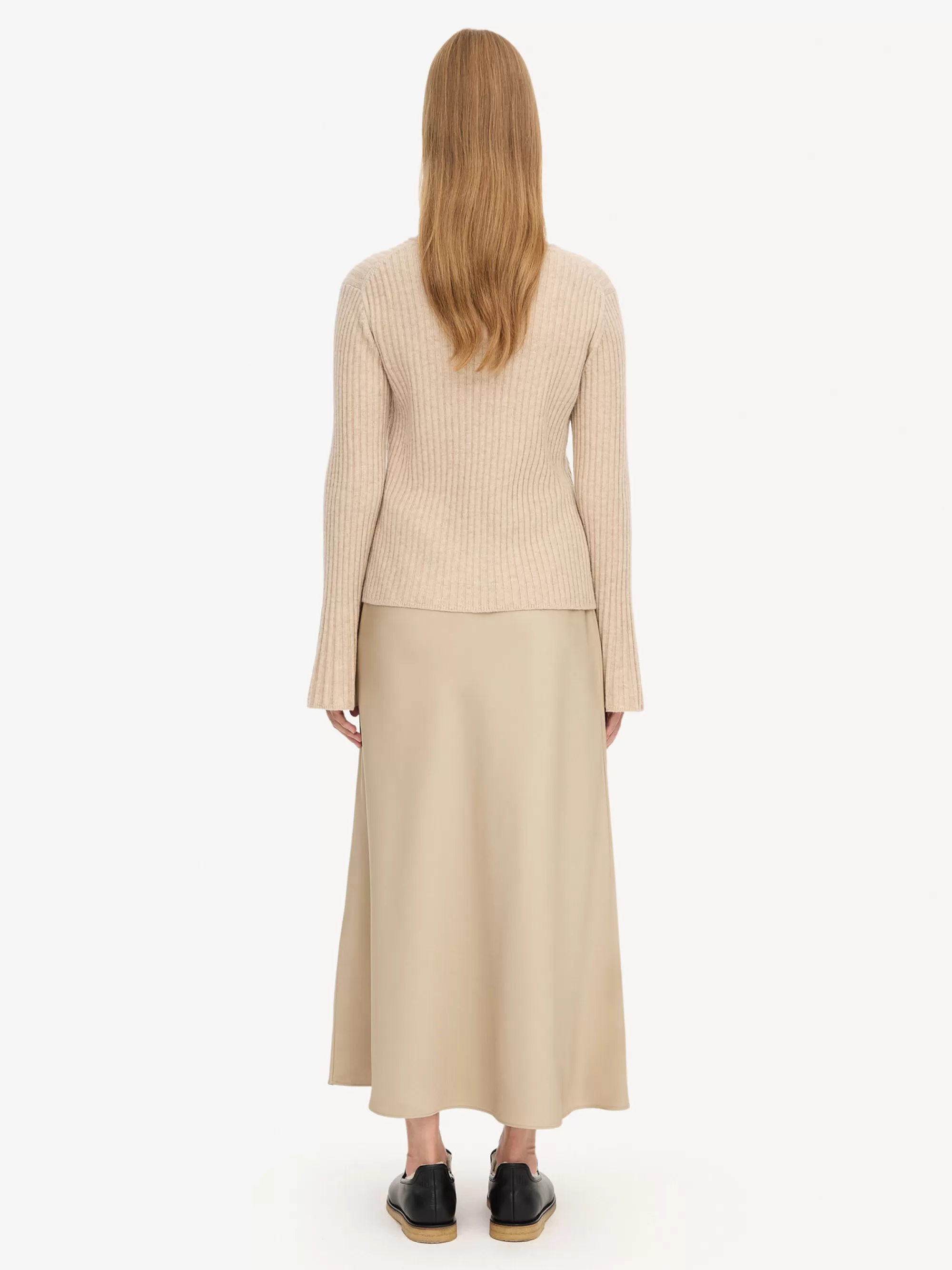 Fashion By Malene Birger Cirane Ribstrikket Cardigan Twill Beige