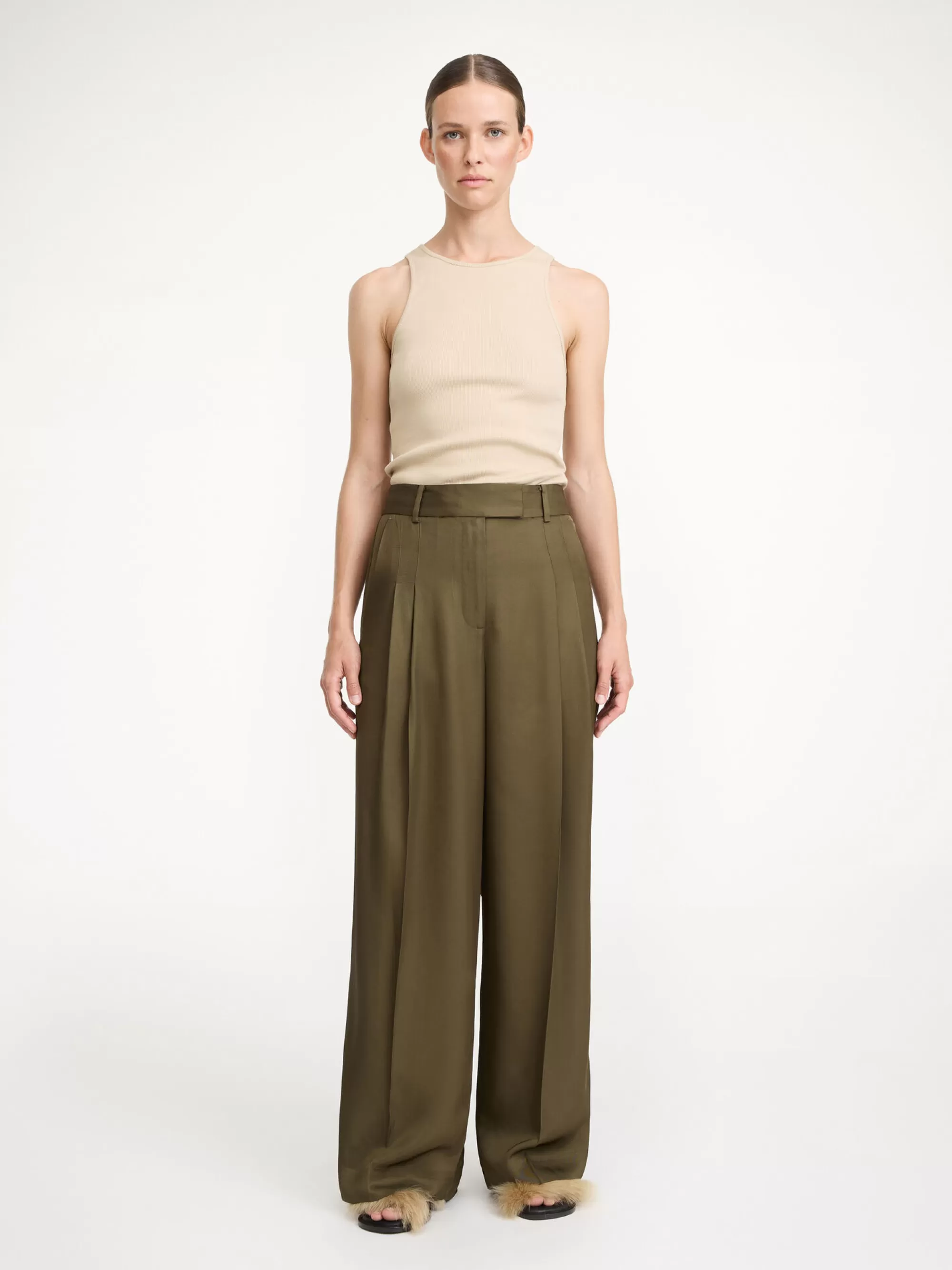 Cheap By Malene Birger Cymbaria Højtaljede Bukser Dark olive