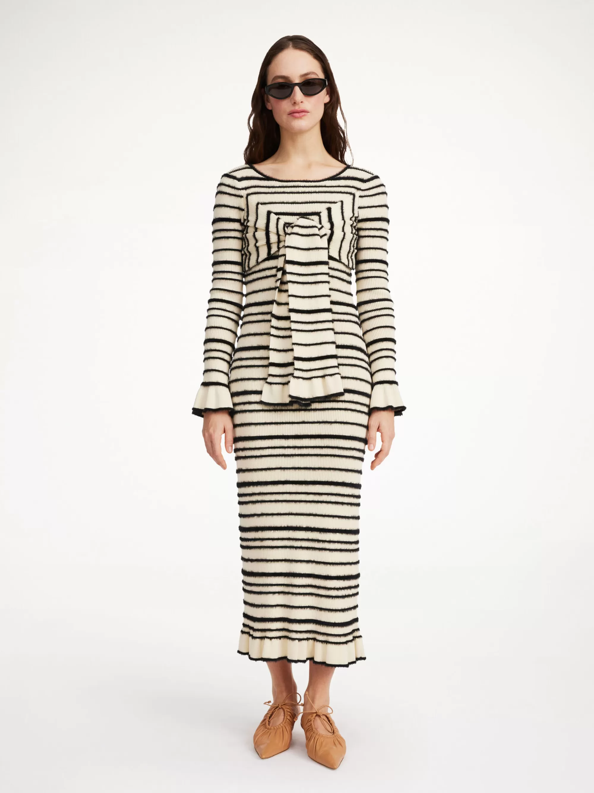 New By Malene Birger Damira Maxikjole Black stripe