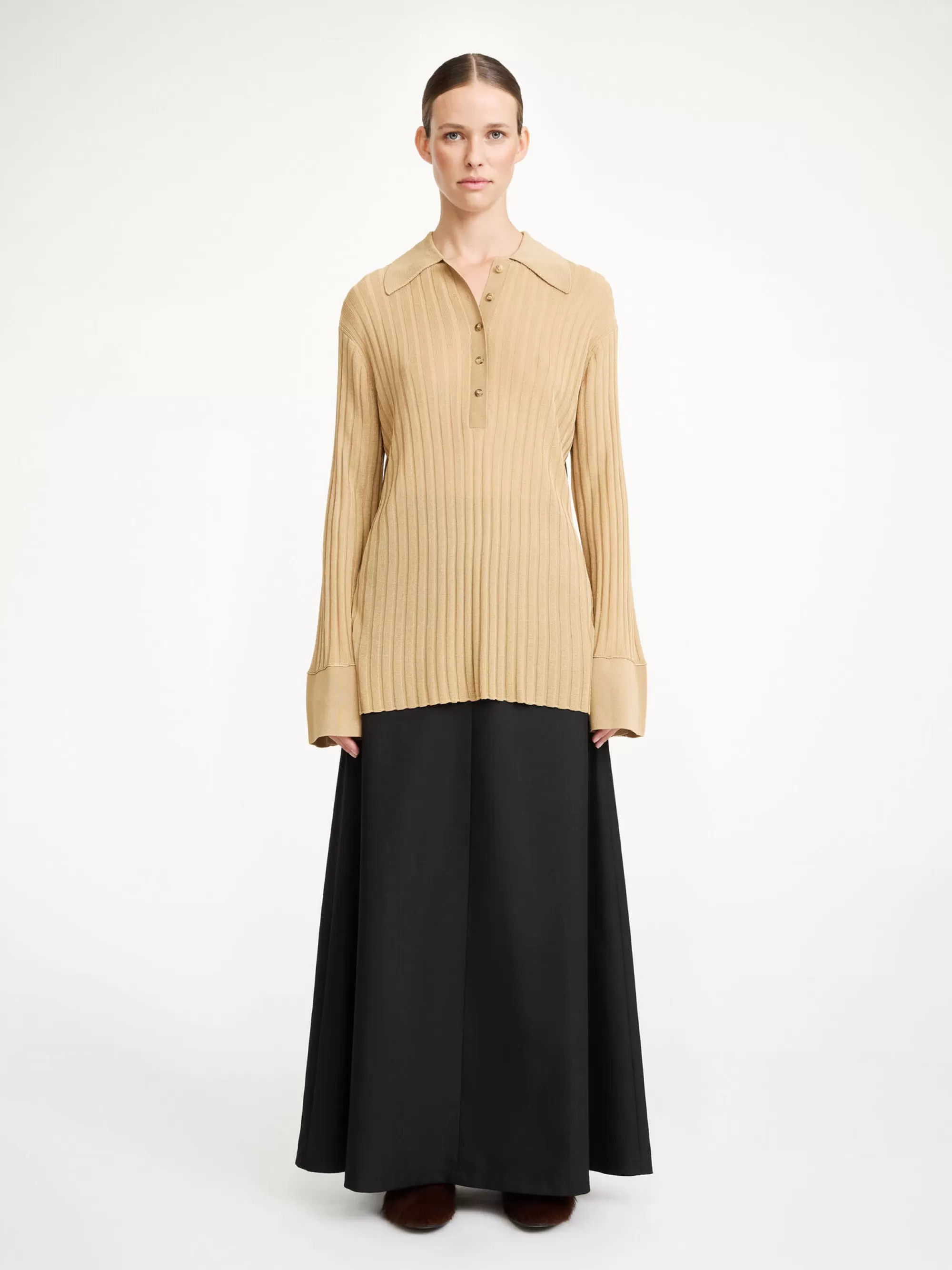 Best Sale By Malene Birger Delphine Ribstrikket Sweater Warm Sand