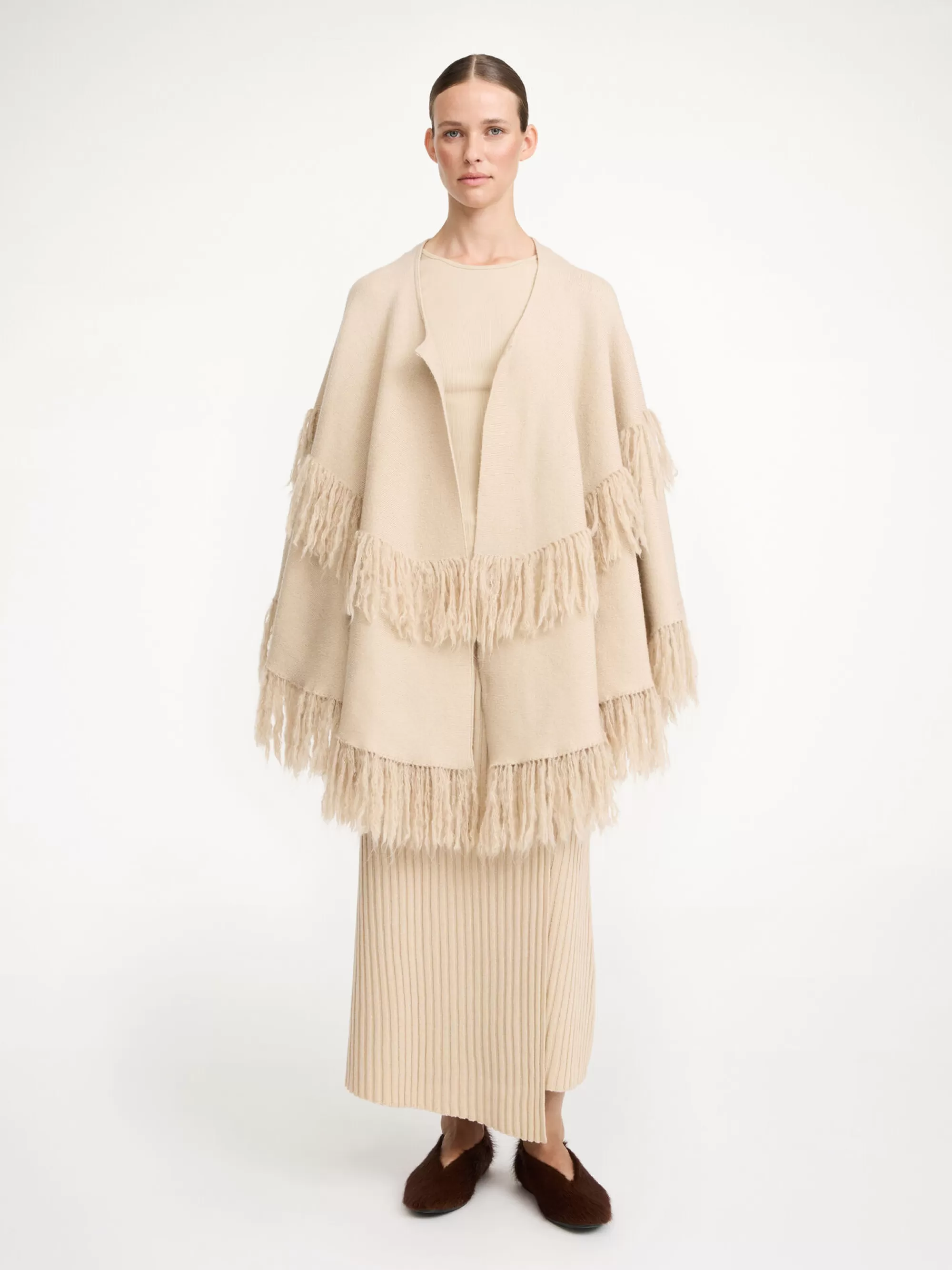 Best Sale By Malene Birger Dixi Poncho I Uld Old Beige