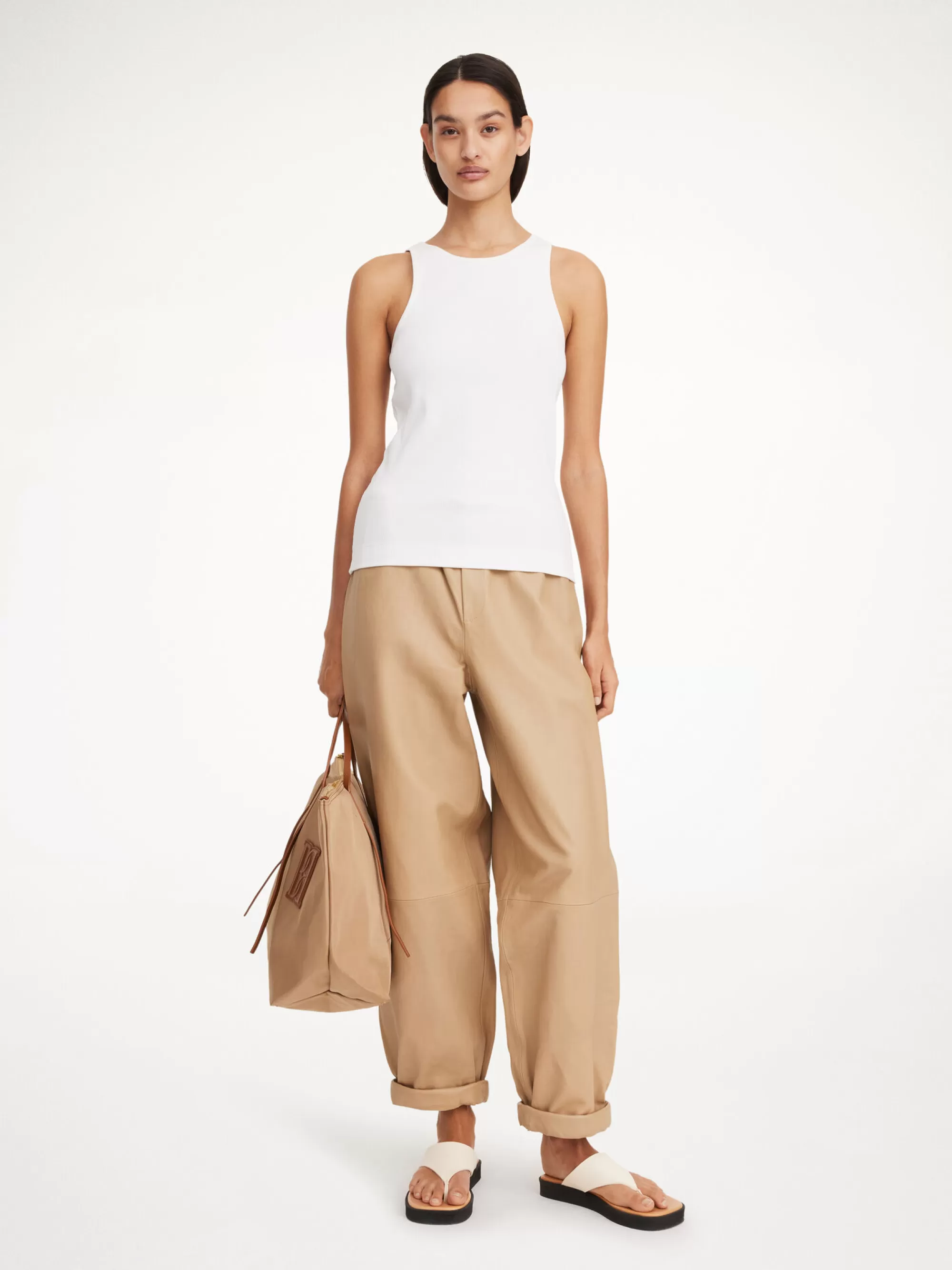 Store By Malene Birger Joanni Læderbukser Sand Beige