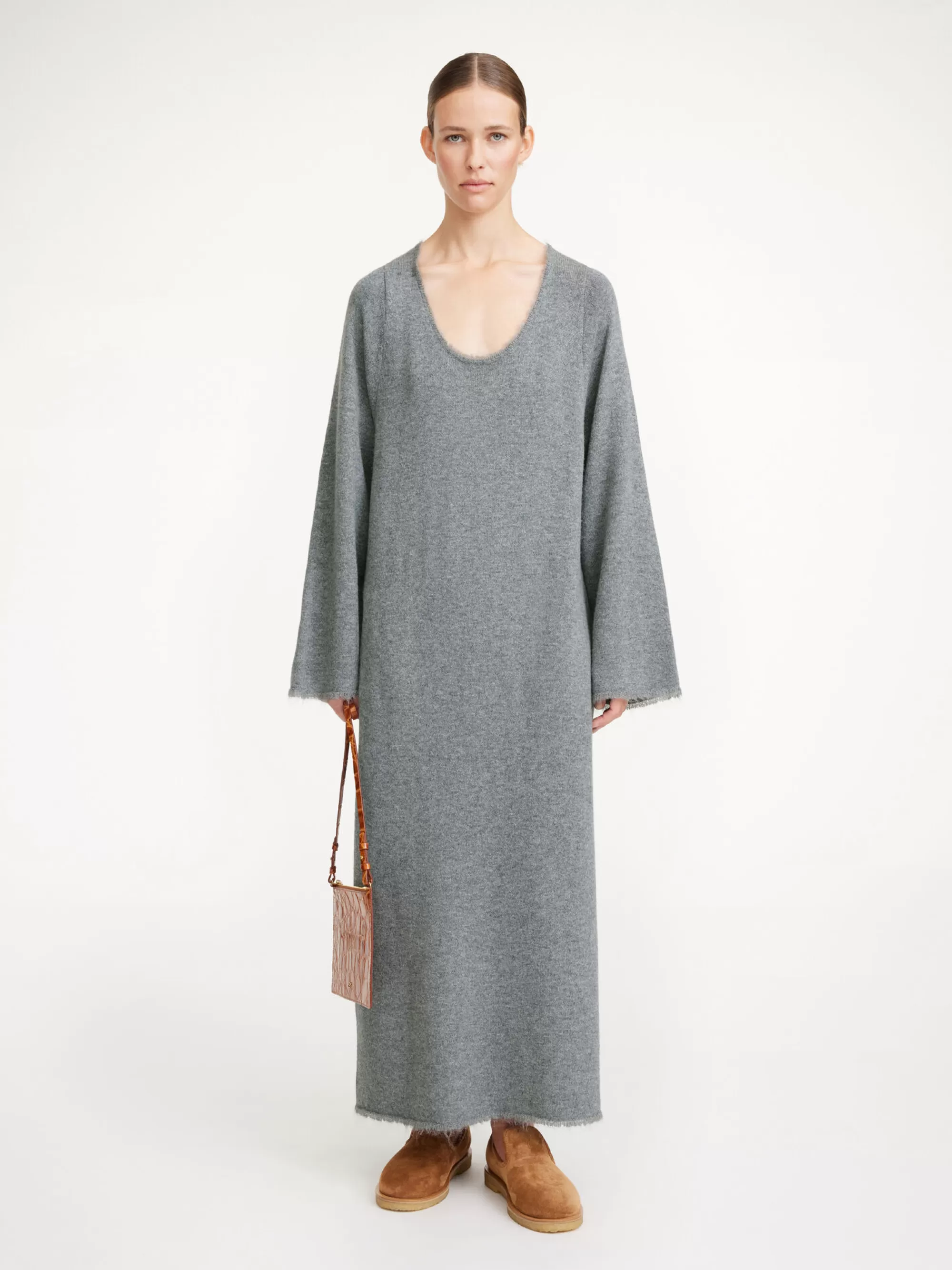 Clearance By Malene Birger Lovella Maxikjole Grey Melange