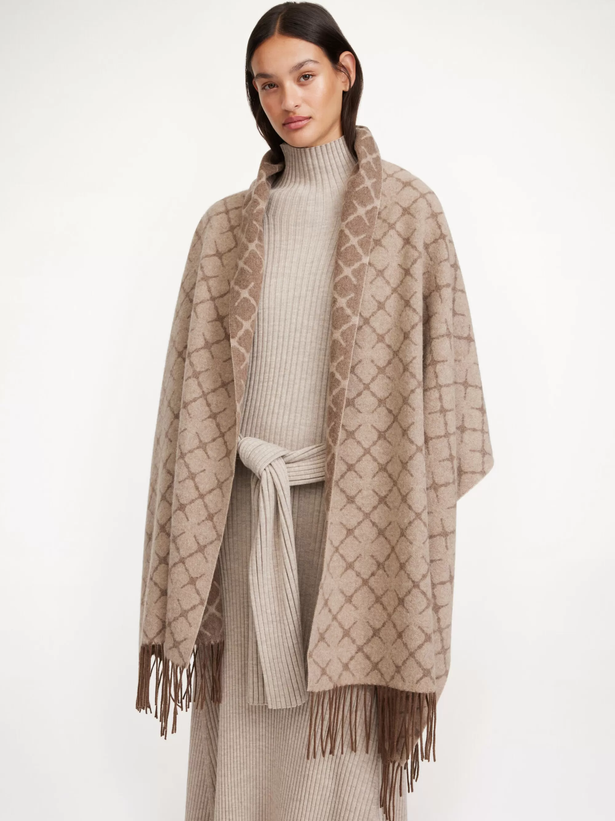 Online By Malene Birger Ortega Tørklæde I Kashmir-blanding Grey Brown Melange