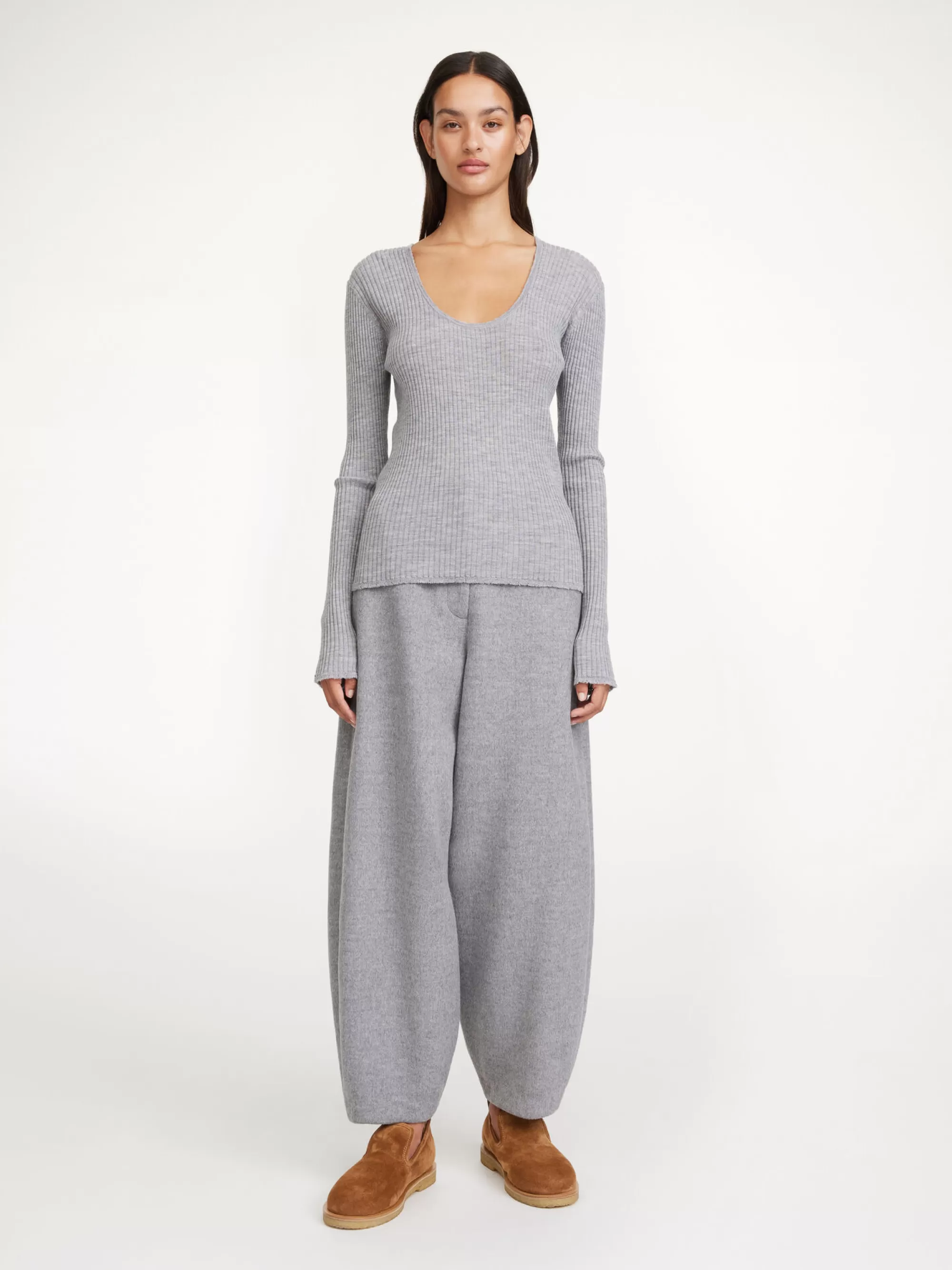 New By Malene Birger Rinah Top I Merinould Grey Melange