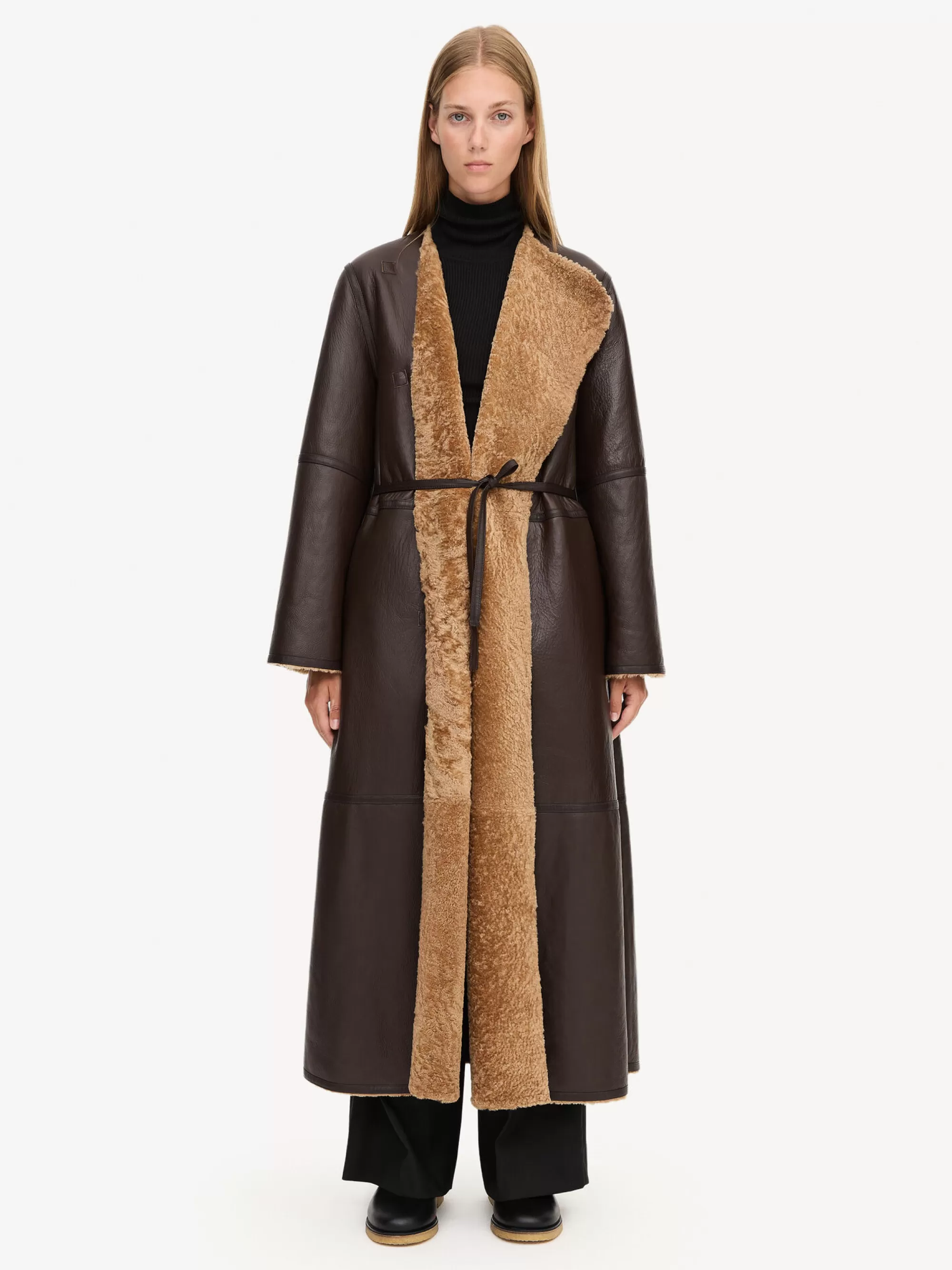 New By Malene Birger Sandras Shearling Frakke Tobacco Brown