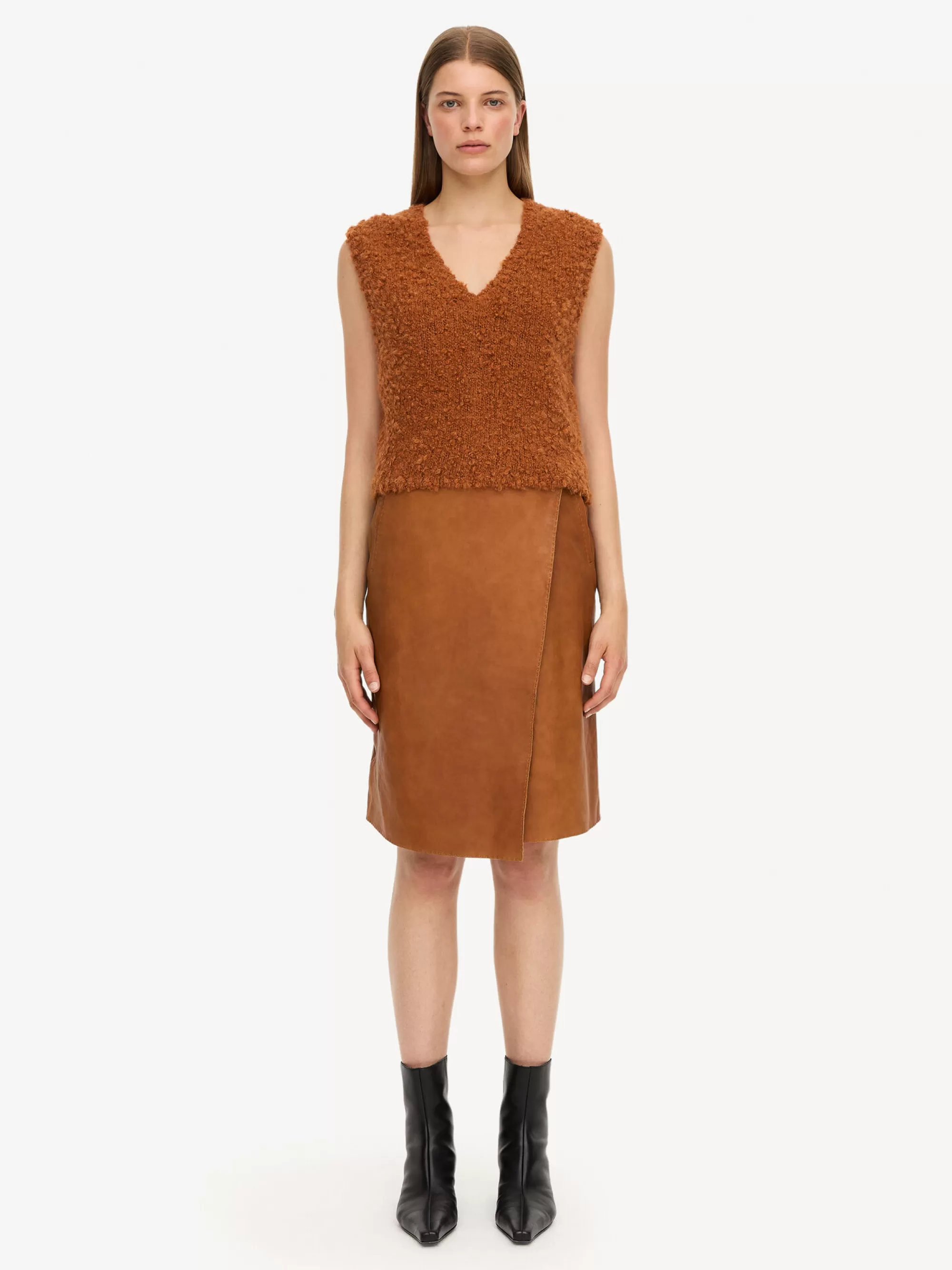 New By Malene Birger Sigrids Nederdel I Læder Tobacco Brown