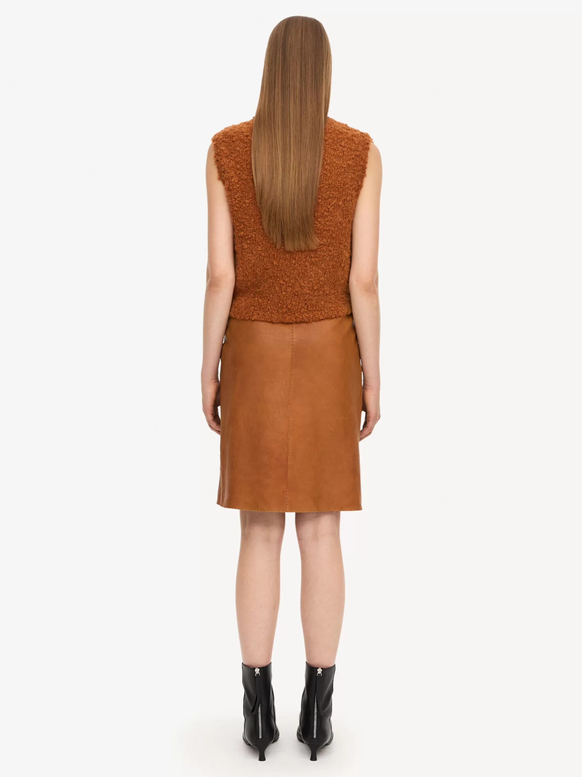 New By Malene Birger Sigrids Nederdel I Læder Tobacco Brown