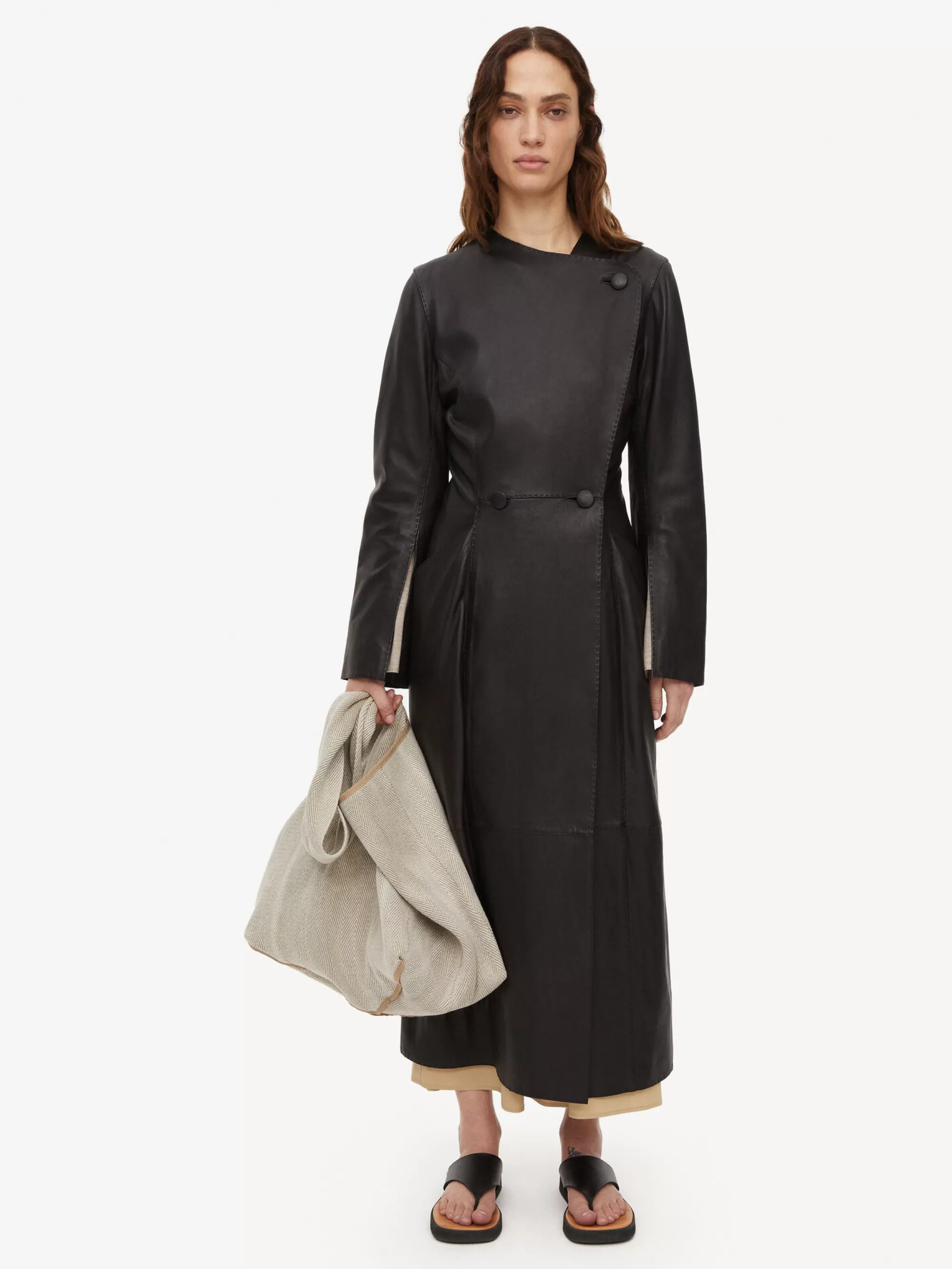 New By Malene Birger Sirrena Frakke I Læder Black